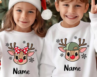 Personalisierte Name Rentier Kinder Sweatshirt, benutzerdefinierte Name JugendHoodie benutzerdefinierte Weihnachten Shirt, Weihnachten Rentier Sweatshirt, Weihnachten Kleinkind