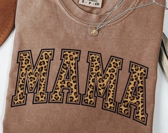 Leopard Mama Shirt,Comfort Colors® Mama Shirt, Mothers Day gift, New Mama gift, Funny Mom gift, Mama Shirt, Pregnancy Announcement Shirt