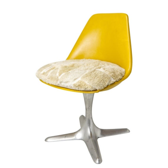 1960s Maurice Burke Tulip Style Yellow Vinyl Upholstered Chair Etsy