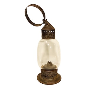 19th Century American Whale Oil Kerosene Tin and Glass Lantern