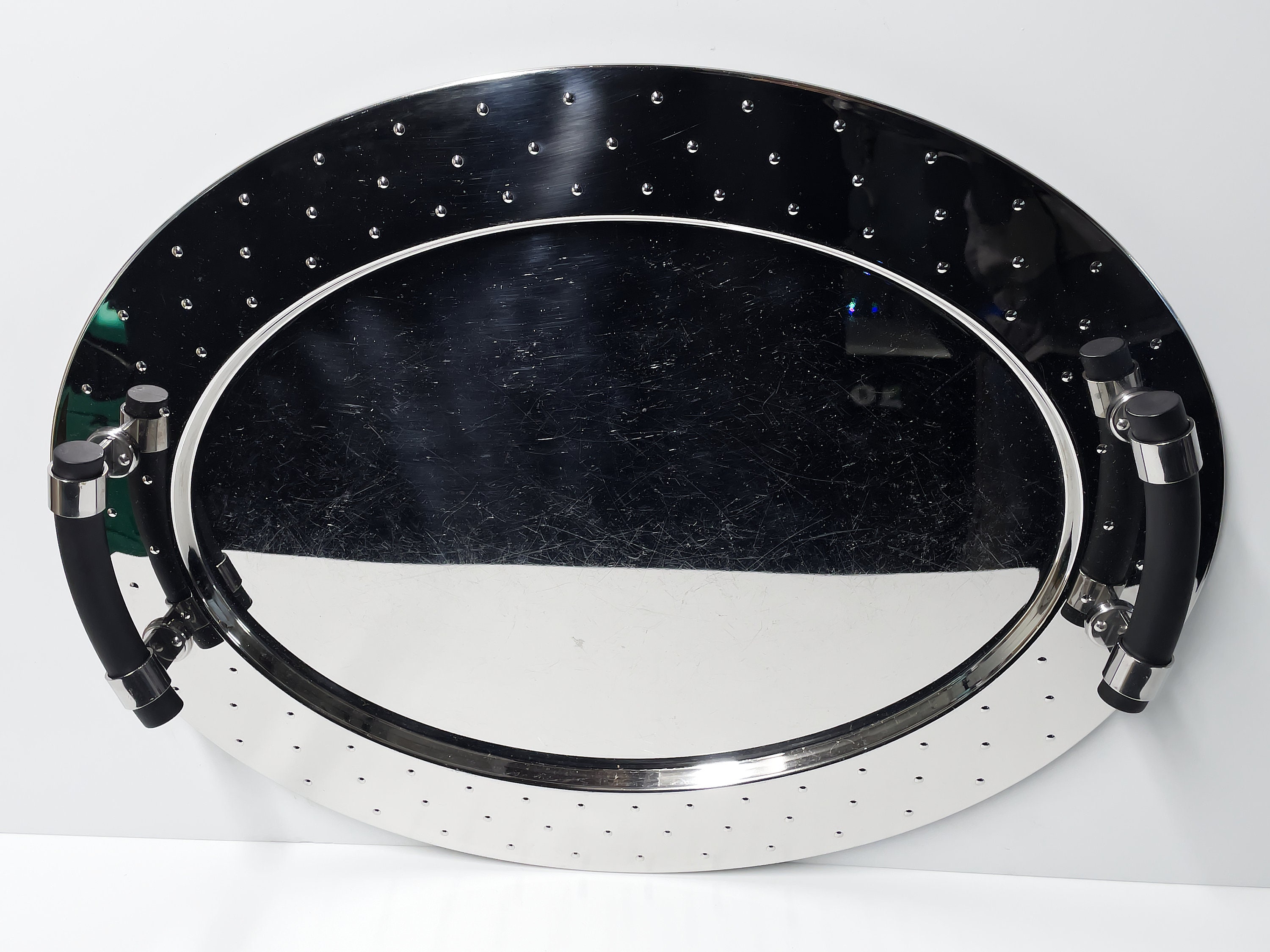 Plateau Rond Alessi Michael Graves – Acier Inoxydable, Neuf Sous Emballage