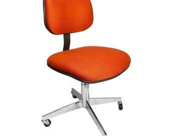 1980s Steelcase Rolling Office Chair in Burnt Orange Upholstery
