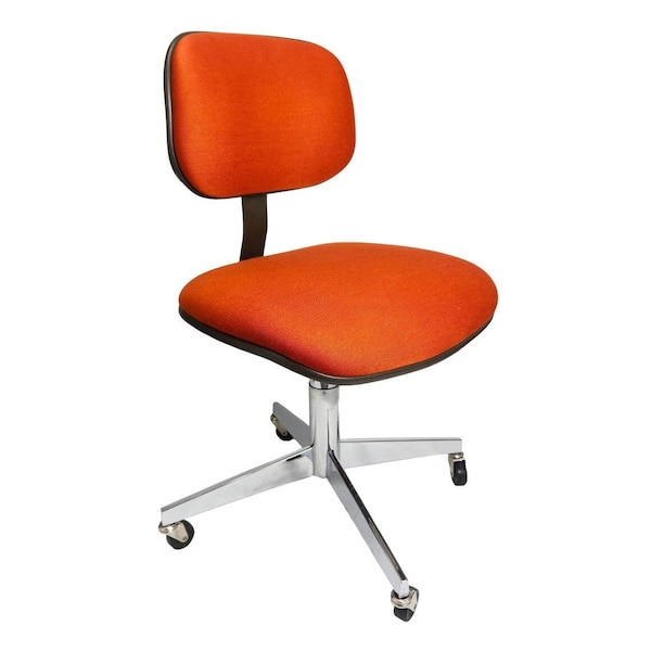 1980s Steelcase Rolling Office Chair in Burnt Orange Upholstery