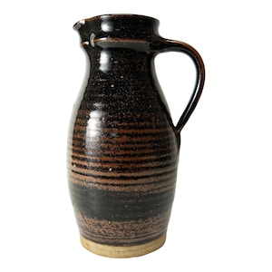 Studio Pottery Pitcher Black & Brown Glaze