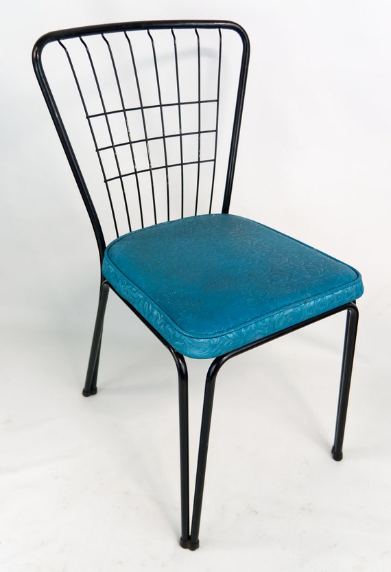 1950s Mid 20th Century Modern Hairpin Leg Chair With Upholstered Seat Etsy