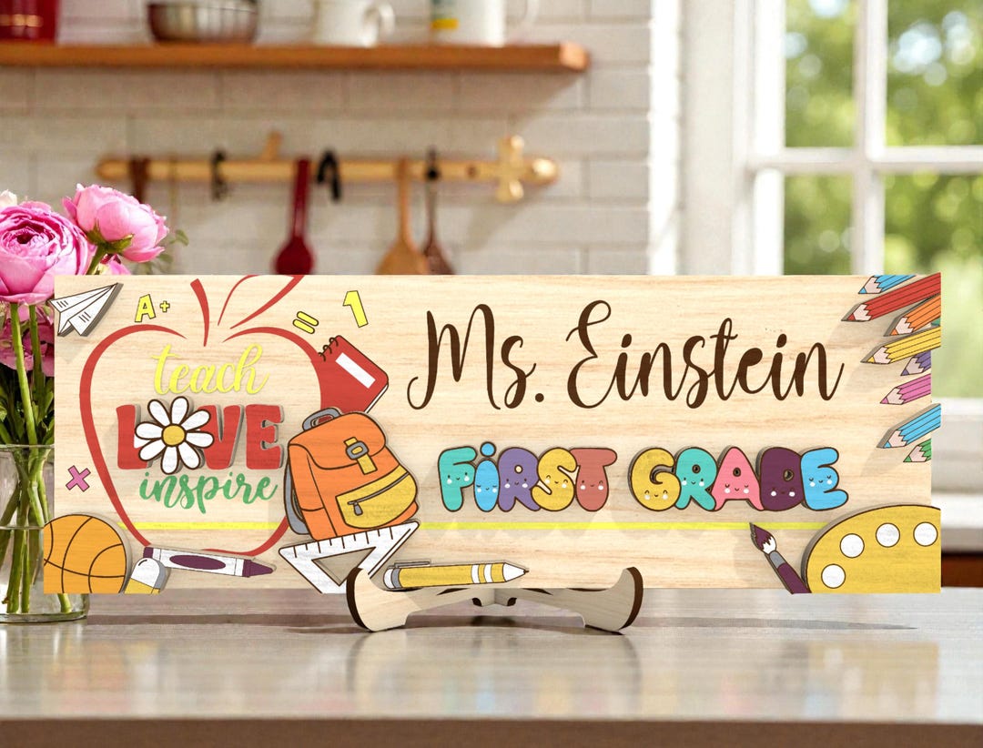 Custom Apple Teacher Name Sign, Laser Cut File (digital Download) - Etsy
