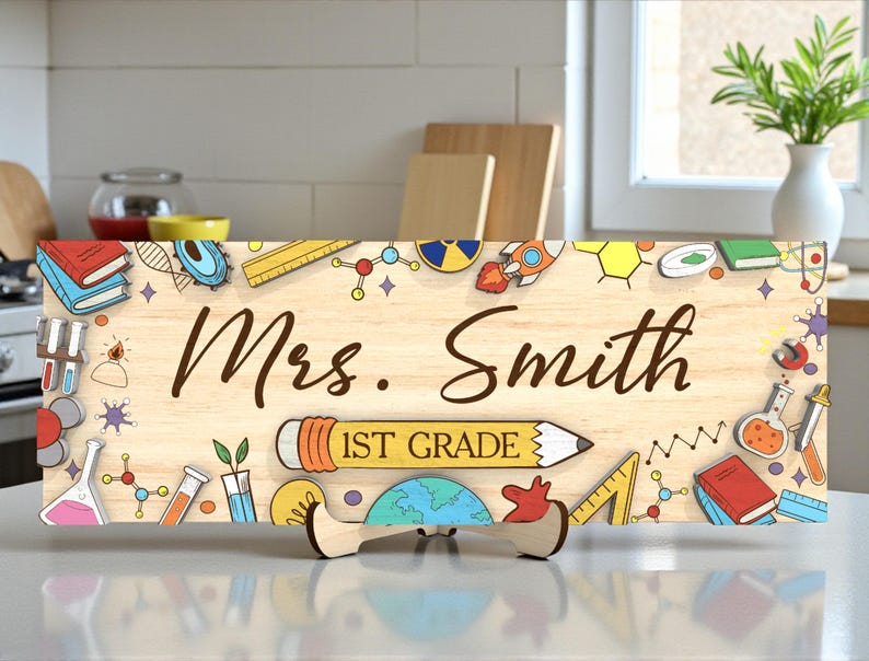 Science Teacher Name Sign Laser Cut File SVG, STEM Classroom Decor ...