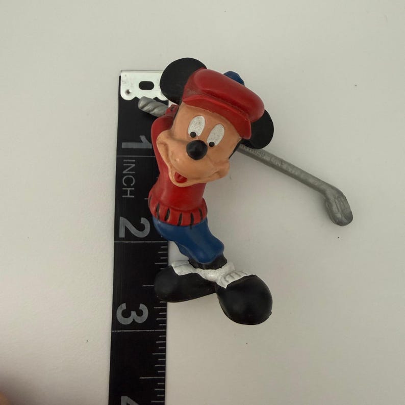 Bullyland Disney Musse Pigg Golfspelare Figur Handmålad Tillverkad i Tyskland 6,3 cm bild 1