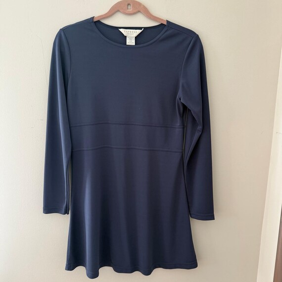 Express Tricot Navy Blue Long Sleeve Mini Dress Casual Everyday