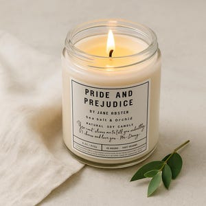 Literary Soy Candle - Pride and Prejudice by Jane Austen Inspired Gift for Avid Readers and Fans of Classic Literature