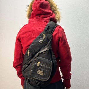 Vintage Black Multipocket DIESEL Style Goldbe Backpack Military