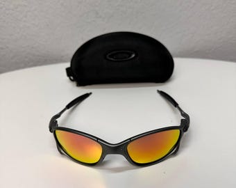 Rari occhiali vintage VTG anni '90 in argento/arancione con lenti nere per attività all'aperto, stile Giulietta e Romeo, cyber Y2k, avanguardia giapponese