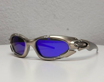 Gafas raras VTG de los años 90 plateadas/blancas con lentes negras para actividades al aire libre estilo Julieta y Romeo Cyber