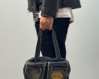 Vintage Diesel Style Sling Bag Leather Military Multipocket Japan