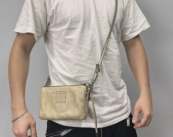 Vintage Diesel Style Sling Bag Leather Military Multipocket Japan