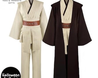 Obi Wan Kenobi Men's Costume, Robe Adult Male, Jedi Knight Tunic Costume, Hooded Uniform Full Set, Halloween Cosplay Cloak, Star War Gifts