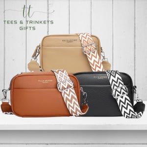 Leather Crossbody Shoulder Bag for Women with extra Patterned Straps,Leather Shoulder Bag, Crossbody Bag with Different Colors, Gift For Mom