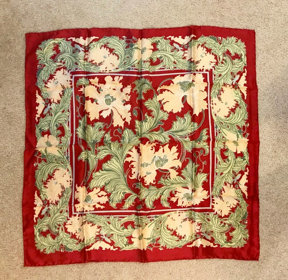Liberty of London 1970s Silk Red Floral Scarf