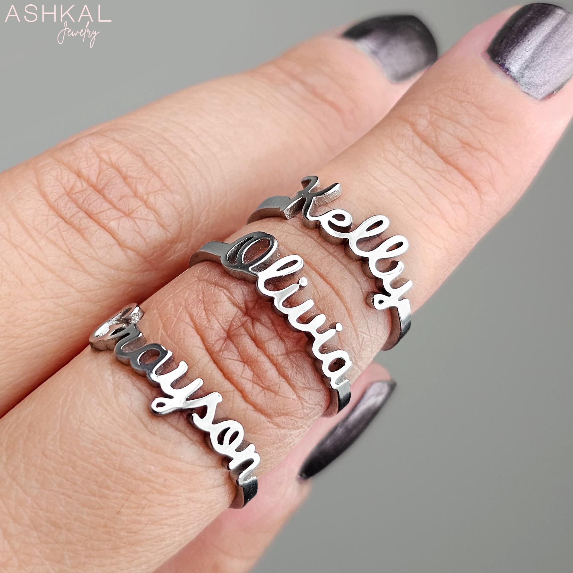 Personalized Name Ring: Stainless Steel Dainty Word Ring