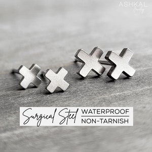 X Shape Stud Earrings • Surgical Steel Earrings • Boyfriend Gift • Gift For Him • Cross Stud Earrings • Men Post Earrings • Tiny Earrings