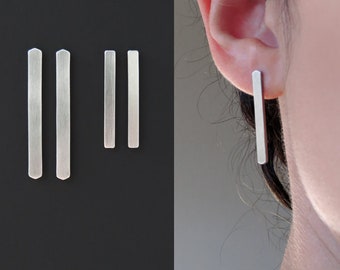 Long Bar Earrings • Minimalist Earrings • Stainless Steel Earrings • Surgical Steel Post Earrings • Edgy Earrings • Stainless Steel Jewelry