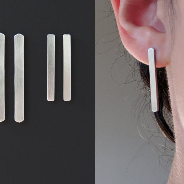 Long Bar Earrings • Minimalist Earrings • Stainless Steel Earrings • Surgical Steel Post Earrings • Edgy Earrings • Stainless Steel Jewelry