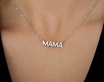 Mama Necklace • Gift for Mother's Day • Stainless Steel Silver Necklace • Gift for New Mother • Dainty Minimalist Mama necklace • Mom gifts