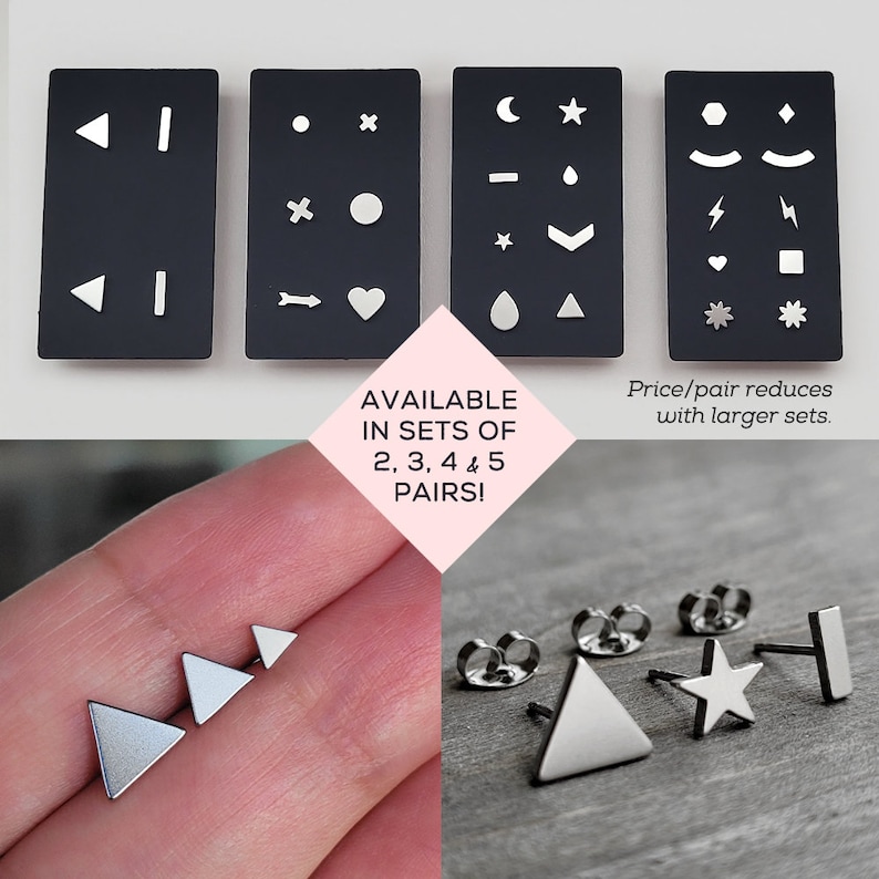 Stud Earring Set 3 Pairs Cute mismatched earrings for multiple piercings Second hole earrings Surgical Stainless Steel Earrings Ashkal image 8