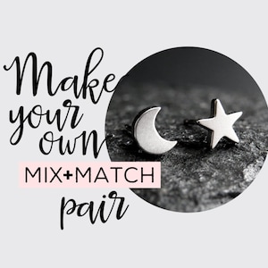 Mismatched Earrings • Star And Moon Earrings • Mix And Match Earrings • Nickel Free Earrings • Child Girl Earrings • Shape Earrings