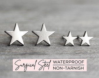 Pendientes de estrella diminuta: joyería hipoalergénica para orejas sensibles, delicados pendientes de estrella para niña.