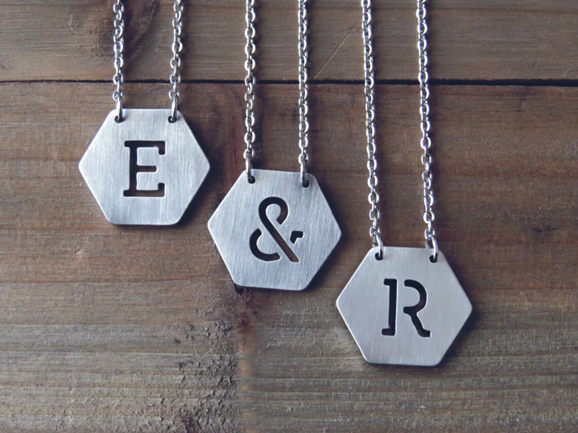 Stainless Steel Initial Necklace / Personalized Initial Etsy