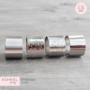 Wide Band Ring • Waterproof Jewelry • Silver Tube Ring • Adjustable Hammered Ring • Stainless Steel Ring • Wide Cuff Ring • Wide Silver Ring
