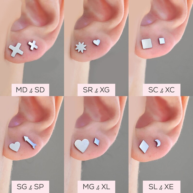 Surgical Steel Stud Earrings Set Hypoallergenic Earrings for Etsy