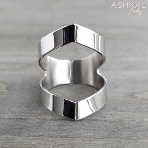 Rhombus Ring • Diamond Shape Ring Silver • Statement Ring • Stainless Steel Ring • Bohemian Ring • Geometric Ring • Adjustable Ring