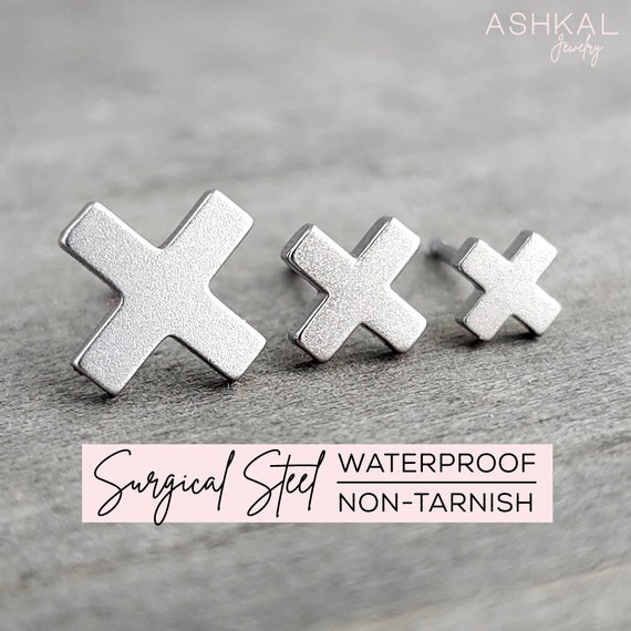 Crosses, Angels, and Flowers Small Stud Earring Set of Three Sterling Silver Crosses, Angels, and Flowers Small Stud Earring Set of Three Sterling Silver