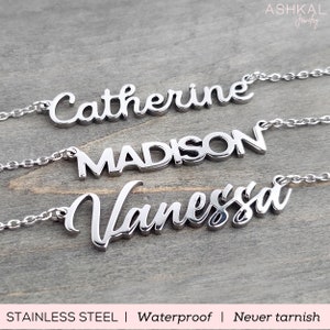Personalized Name Necklace Stainless Steel Silver Name Necklace Minimalist Name Necklace Script Necklace Girlfriend Gift Etsy