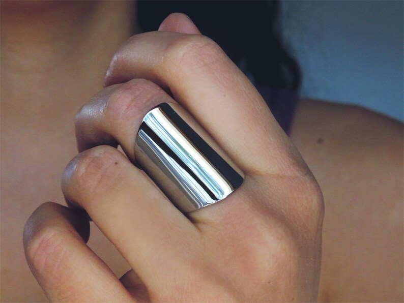 3cm wide statement ring / stainless steel ring cuff /  beauty gift / cuff ring / wide tube ring / oval ring edgy ring / long ring 