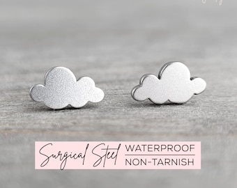 Cloud Stainless Steel Stud Earrings • Minimalist Cloud Earrings • Silver Cloud Earrings • Gift For Her • Girl Earrings • Hypoallergenic Stud