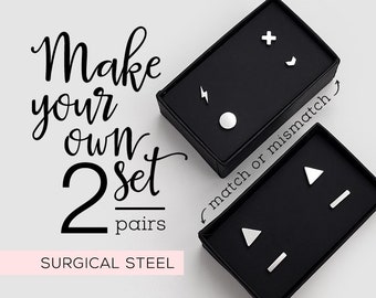 Surgical Steel Stud Earrings Set • Hypoallergenic Earrings for Sensitive Ears • Mix and Match Stud Earrings • Minimalist Earrings