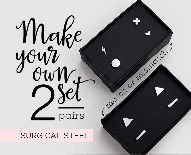 Stud Earring Set Surgical Steel Minimalist Earrings for Everyday Nickel free Earrings for Sensitive Ears Simple Earrings for stacking image 1