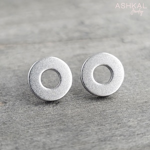 Open Circle Stud Earrings: Matte Surgical Stainless Steel for Men and Women