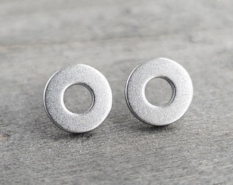 Open Circle Stud Earrings: Matte Surgical Stainless Steel for Men and Women