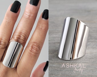 3cm breiter Statement Ring | Edelstahl Ring Manschette | Schönheit Geschenk | Manschettenring | breiter Schlauchring | ovaler Ring kantiger Ring | langer Ring