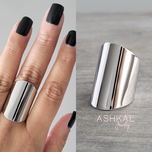 3cm wide statement ring | stainless steel ring cuff |  beauty gift | cuff ring | wide tube ring | oval ring edgy ring | long ring