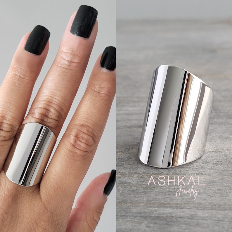 3cm wide statement ring stainless steel ring cuff beauty gift cuff ring wide tube ring oval ring edgy ring long ring image 1