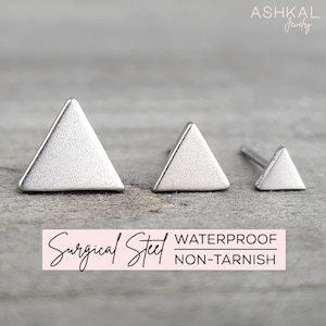 Triangle Earrings • Tiny Triangle Earrings • Unisex Stud Earrings • Men Earrings • Surgical Steel Earrings 316L • Stainless Steel Jewelry