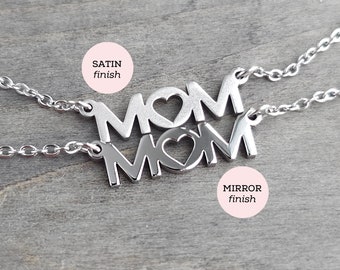 Mom Heart Necklace • Mother's Day Necklace Gift for Mom • Love Mom Necklace • Stainless Steel Silver • Wife Gift • Gift for new mom