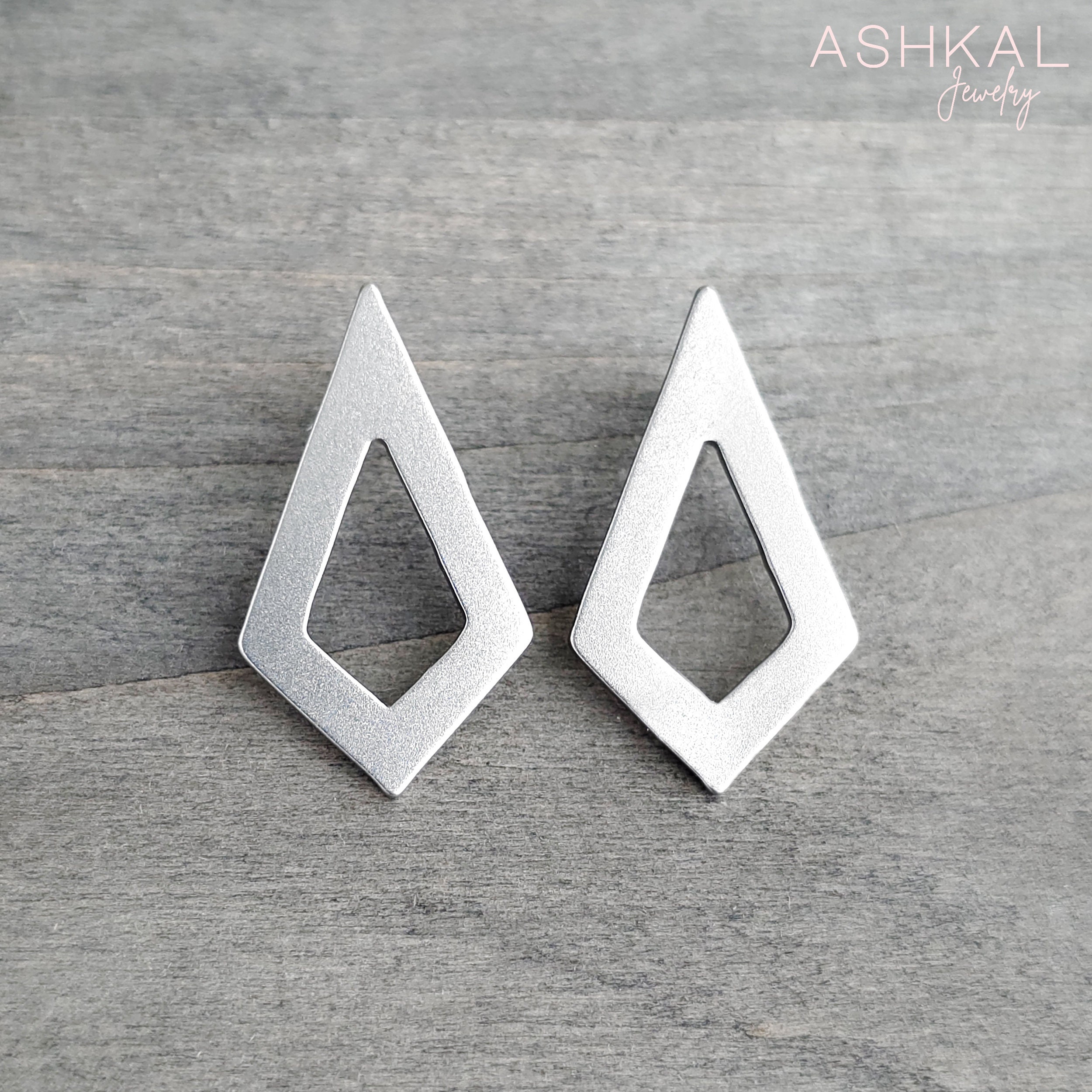 Diamond Shape Earrings • Geometric Stud Earrings • Rhombus