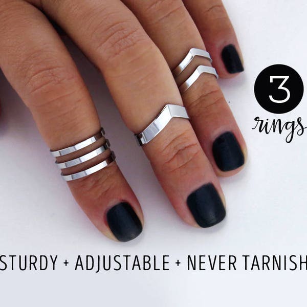 Ring Set • Knuckle Ring Set • Midi Ringe Set • Boho Ring Set • Minimalistische Ringe • Chevron Knuckle Ring • Edelstahl Anlauffreie Ringe