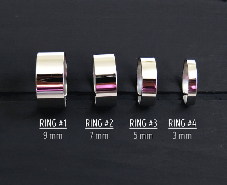 Stainless Steel Ring Set Statement Rings Midi Rings Knuckle Ring Set Silver Tone Set Of 4 Rings Adjustable Ring Bands image 2